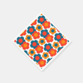 Preppy Blue Oranje Hippie Flower Pattern Servet (Hoek)
