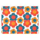 Preppy Blue Oranje Hippie Flower Pattern Tafelkleed (Voorkant (Horizontaal))