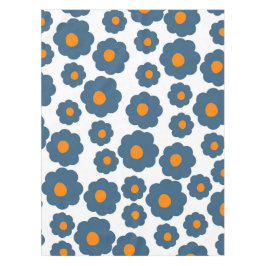 Preppy Blue Oranje Hippie Flower Pattern Tafelkleed