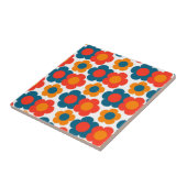 Preppy Blue Oranje Hippie Flower Pattern Tegeltje (Zijkant)