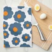 Preppy Blue Oranje Hippie Flower Pattern Theedoek (Quarter Fold)