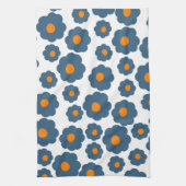 Preppy Blue Oranje Hippie Flower Pattern Theedoek (Verticaal)