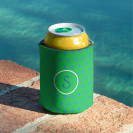 Preppy Blue Pickleball Green Initiaal Blikjeskoeler