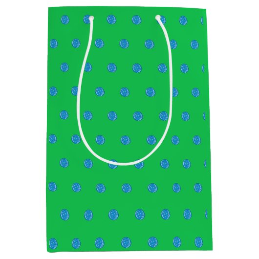 Preppy Blue Pickleball Green Initiaal Medium Cadeauzakje (Voorkant)
