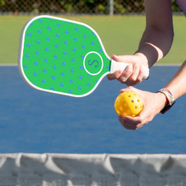 Preppy Blue Pickleball Green Monogram Paddle