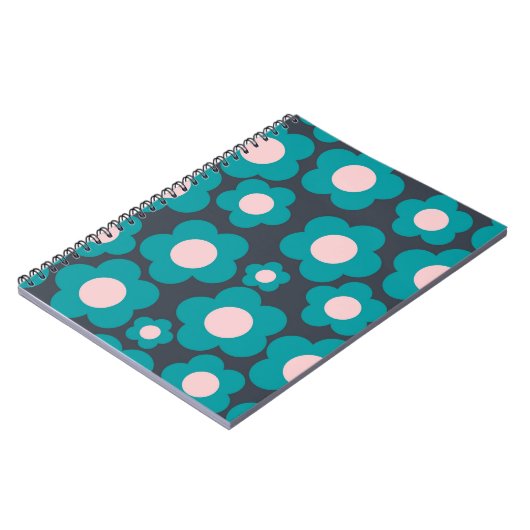Preppy Blue Pink Hippie Flower Pattern Notitieboek (Linkerzijde)