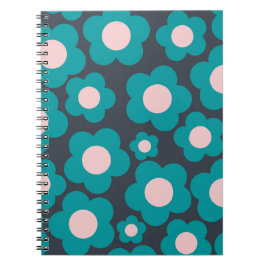 Preppy Blue Pink Hippie Flower Pattern Notitieboek
