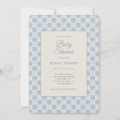 Preppy Blue Plaid Baby Shower Invitation Kaart (Voorkant)