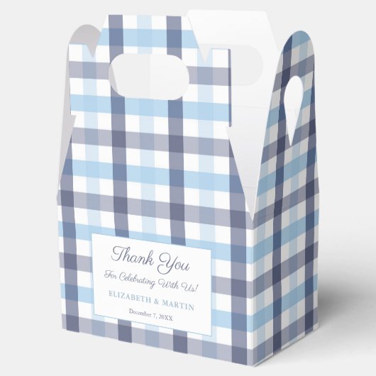 Preppy Blue Plaid Boy Baby shower Party Bedankdoosjes (Geopend)