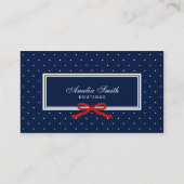 Preppy Blue Polka Dot Red Ribbon Social Media Visitekaartje (Voorkant)