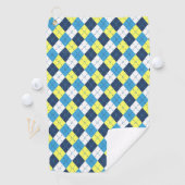 Preppy Blue Raspberry Lemon Argyle Monogram Golfhanddoek (Insitu)