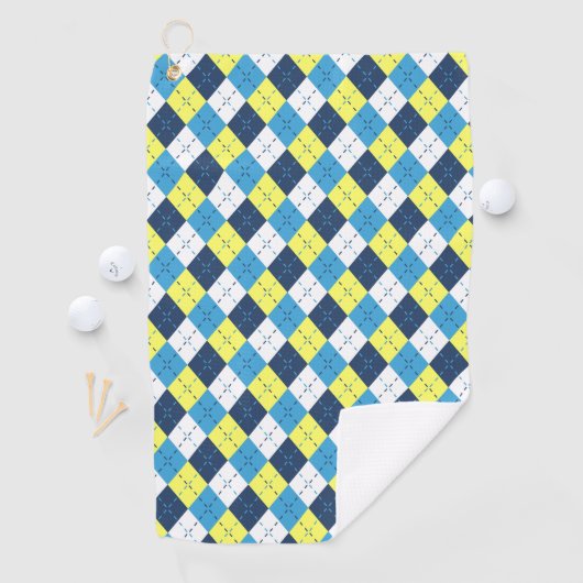 Preppy Blue Raspberry Lemon Argyle Monogram Golfhanddoek (Insitu)