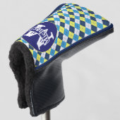 Preppy Blue Raspberry Lemon Argyle Monogram Golfheadcover (3/4 voorkant)