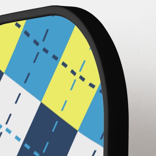 Preppy Blue Raspberry Lemon Argyle Monogram Pickleball Paddle (Links Detail)