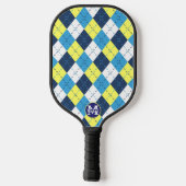 Preppy Blue Raspberry Lemon Argyle Monogram Pickleball Paddle (Achterkant)