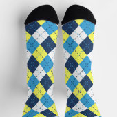 Preppy Blue Raspberry Lemon Yellow Argyle Sokken (Top)