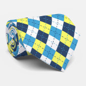 Preppy Blue Raspberry Lemon Yellow Argyle Stropdas (Opgerold)