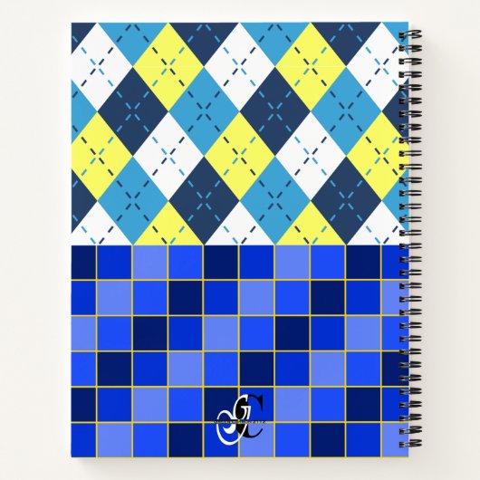 Preppy Blue Raspberry Lemonade Argyle and Checks Notitieboek (Achterkant)