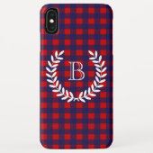 Preppy Blue & Red Buffalo Plaid | Monogram Case-Mate iPhone Case (Achterkant)
