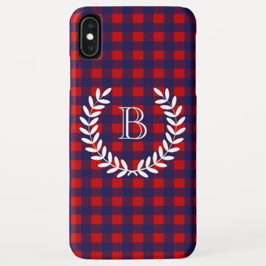 Preppy Blue & Red Buffalo Plaid | Monogram Case-Mate iPhone Case (Achterkant)