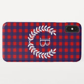 Preppy Blue & Red Buffalo Plaid | Monogram Case-Mate iPhone Case (Achterkant (horizontaal))