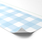 Preppy Blue Rocking Horse Gingham Baby Boy Shower Poster (Hoek)