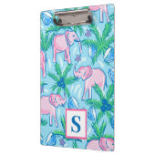 Preppy Blue roze Green Elephant Monogram Klembord (Links)