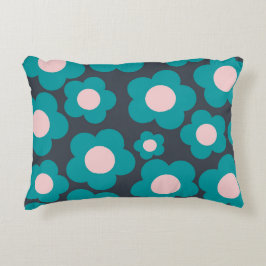 Preppy Blue Roze Hippie Flower Pattern Accent Kussen