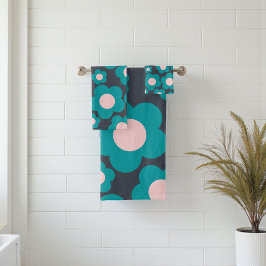 Preppy Blue Roze Hippie Flower Pattern Bad Handdoek