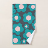 Preppy Blue Roze Hippie Flower Pattern Bad Handdoek (Handdoek)