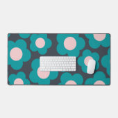 Preppy Blue Roze Hippie Flower Pattern Bureaumat (Keyboard & Muis)
