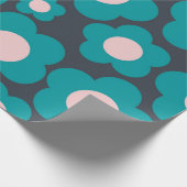 Preppy Blue Roze Hippie Flower Pattern Cadeaupapier (Hoek)