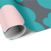 Preppy Blue Roze Hippie Flower Pattern Cadeaupapier (Rol Hoek)