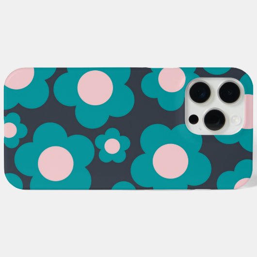 Preppy Blue Roze Hippie Flower Pattern Case-Mate iPhone Case (Achterkant (horizontaal))