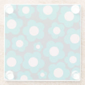 Preppy Blue Roze Hippie Flower Pattern Glazen Onderzetter (Achterkant)