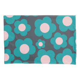 Preppy Blue Roze Hippie Flower Pattern Kussensloop