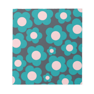 Preppy Blue Roze Hippie Flower Pattern Notitieblok
