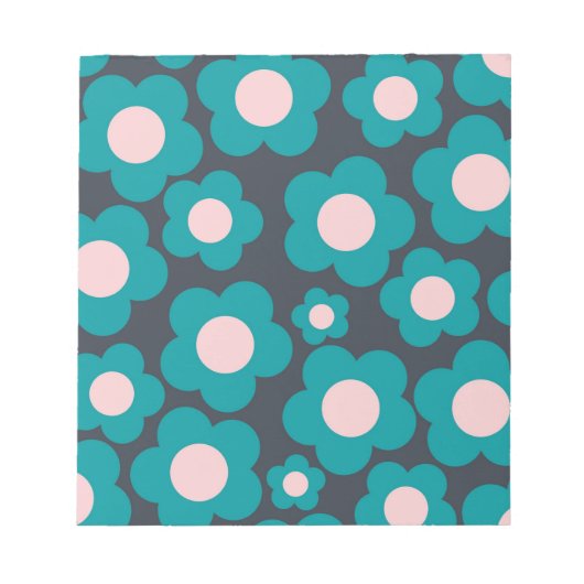 Preppy Blue Roze Hippie Flower Pattern Notitieblok (Voorkant)