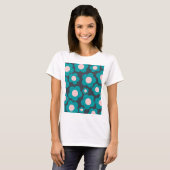 Preppy Blue Roze Hippie Flower Pattern T-shirt (Voorkant volledig)