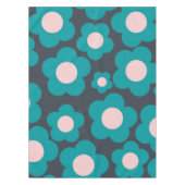 Preppy Blue Roze Hippie Flower Pattern Tafelkleed (Voorkant)