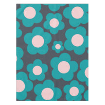 Preppy Blue Roze Hippie Flower Pattern