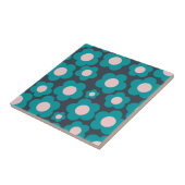 Preppy Blue Roze Hippie Flower Pattern Tegeltje (Zijkant)
