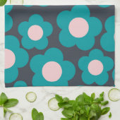 Preppy Blue Roze Hippie Flower Pattern Theedoek (Gevouwen)