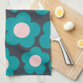 Preppy Blue Roze Hippie Flower Pattern Theedoek (Quarter Fold)