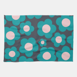 Preppy Blue Roze Hippie Flower Pattern Theedoek