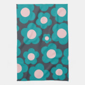 Preppy Blue Roze Hippie Flower Pattern Theedoek (Verticaal)