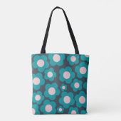 Preppy Blue Roze Hippie Flower Pattern Tote Bag (Achterkant)