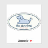 Preppy Blue Seersucker Dog Oval Sticker (Vel)