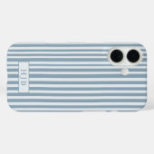 Preppy Blue Stripe Monogram iPhone 16 Hoesje (Achterkant (horizontaal))