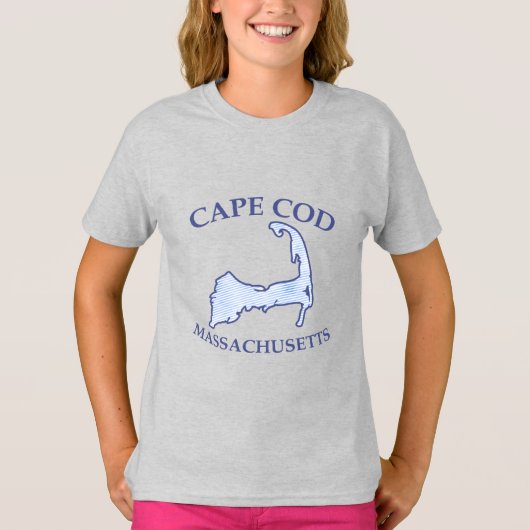 Preppy Blue Striped Cape Cod Meisje T-shirt (Voorkant)